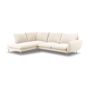 Canapé d'angle gauche "Vienna" 6 places en velours beige clair