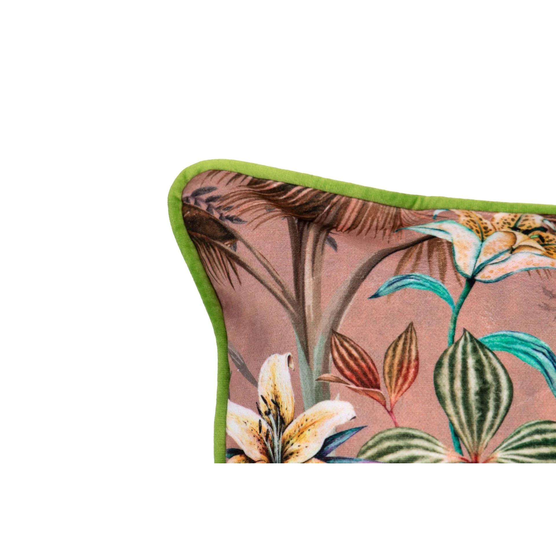 Cojin Velvet Flores Tropical 45x13x45 Cm