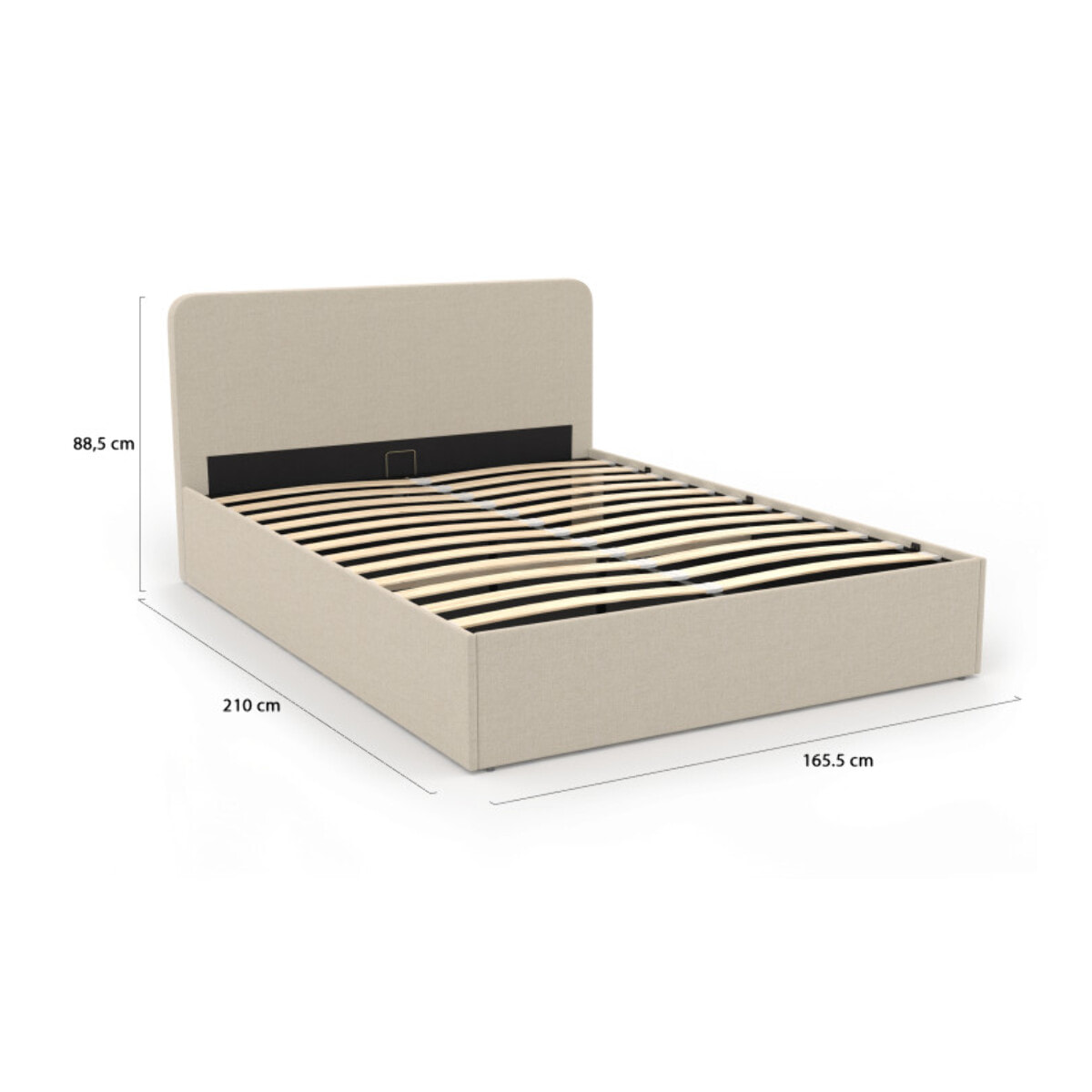 Lit avec tete de lit arrondie Louise - Beige