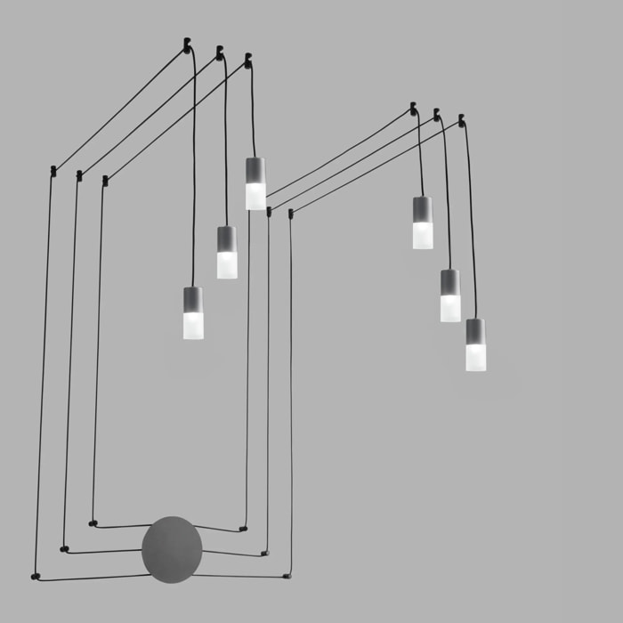Plafoniera SPIDER antracite in metallo con cavi regolabili (6xG9)