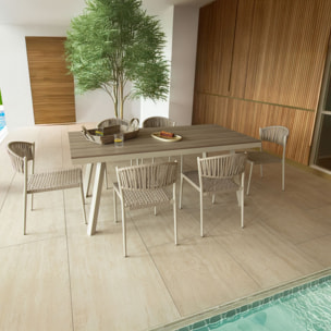 Ensemble de jardin table polywood blanc et chaises 6 places FIGARI