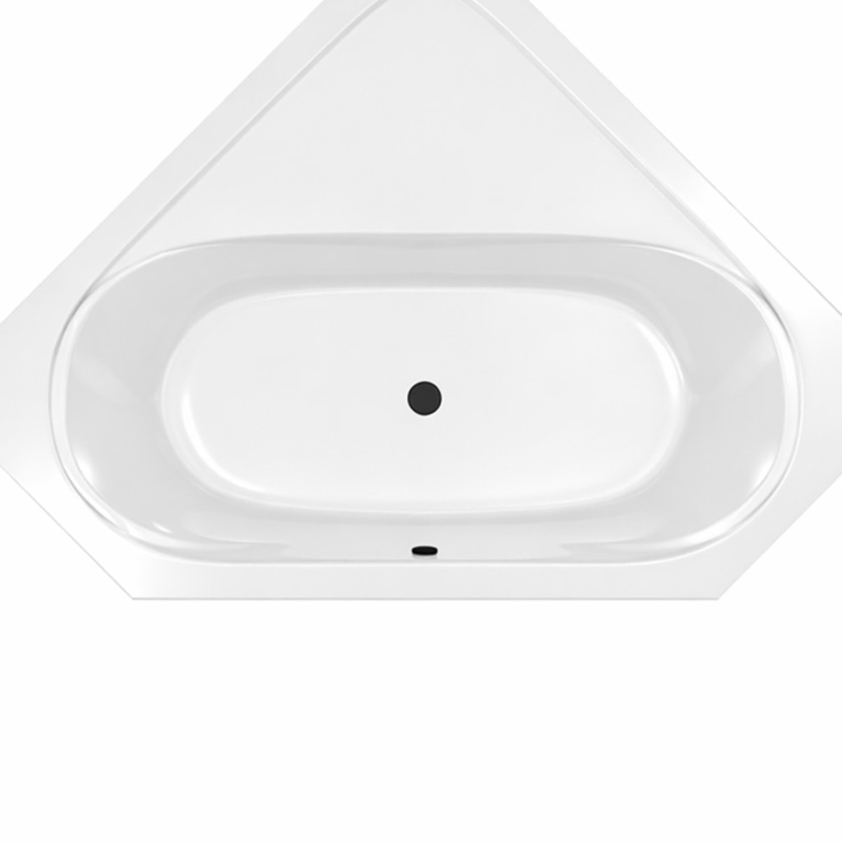 Baignoire d'angle 140x140x54 cm - 100% acrylique blanc brillant