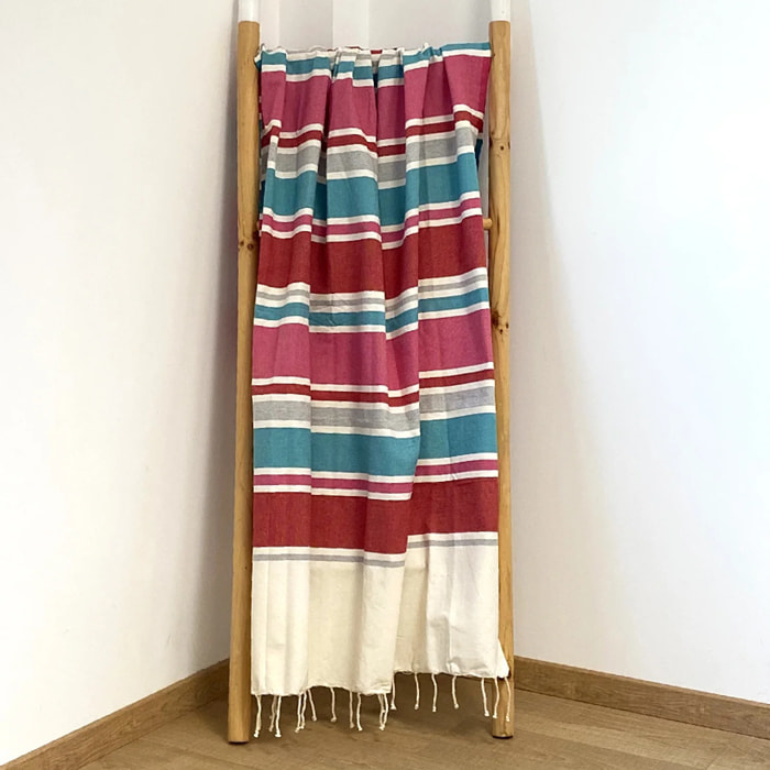 Fouta plate traditionnelle Bleu 100x200 190g/m² - Helios Lake