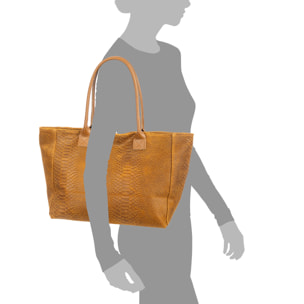 Avola bolso de hombro mujer. Piel auténtica Gamuza grabado serpiente.