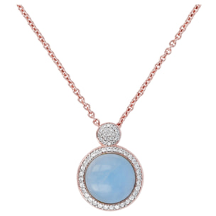 Collana con Pendente in Calcedonio Celeste e Pavé in Cubic Zirconia