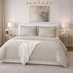 Parure Housse De Couette 100% Satin de Coton Blanc TALIE