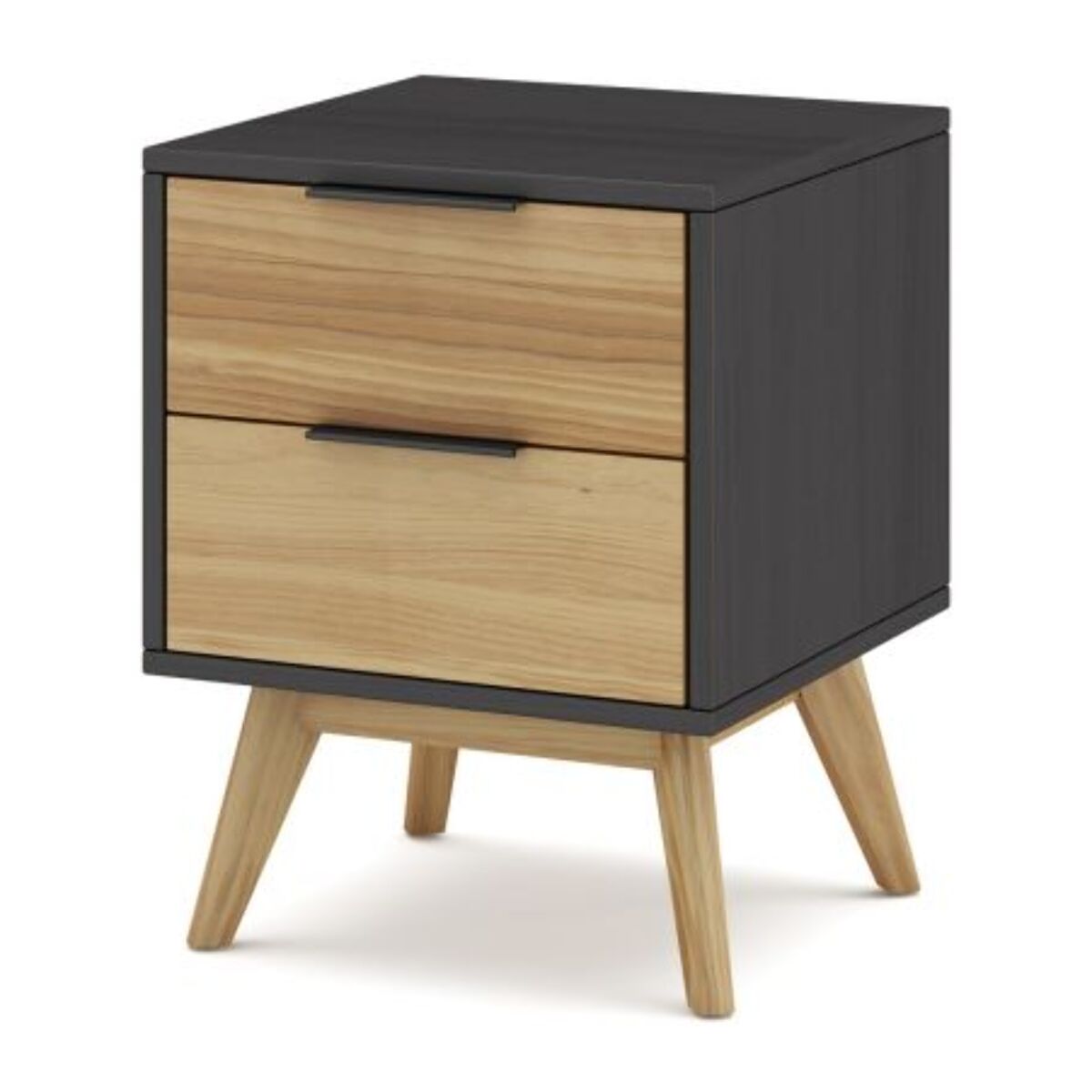 Mesita de noche Numa 2 cajones Gris Alpino - Oak
