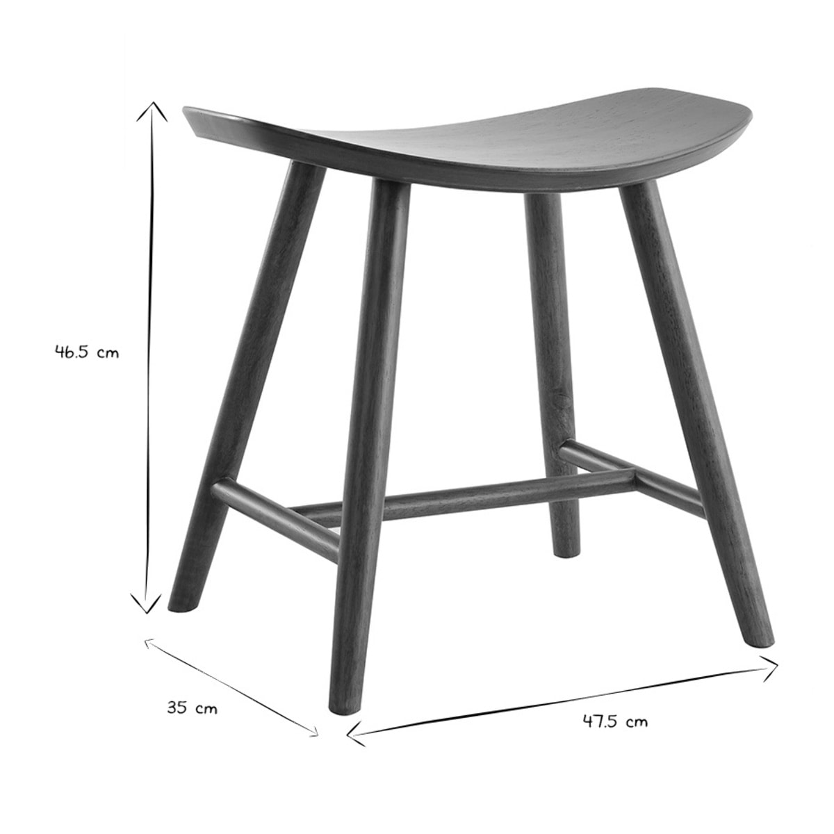Tabouret bas bois foncé H46.5 DEMORY