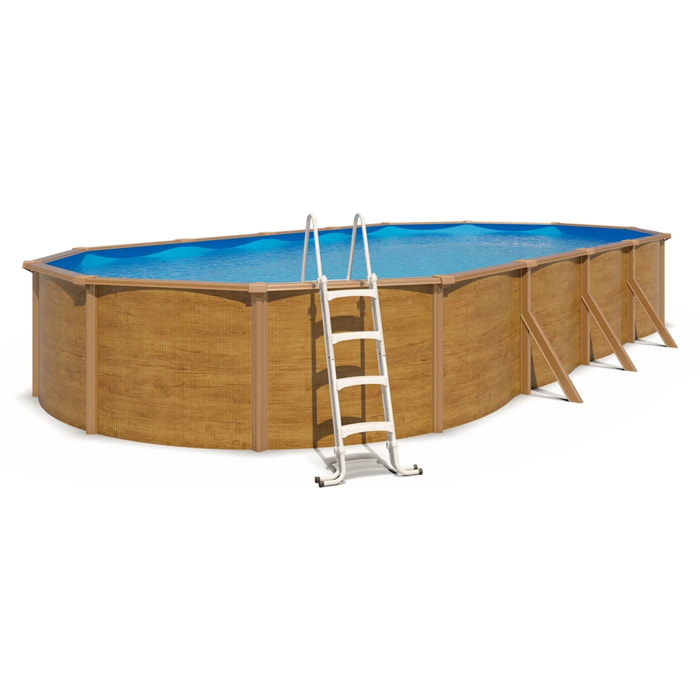 Piscine hors sol acier ovale 9,15 x 4,55 x 1,20 m aspect bois CANYON