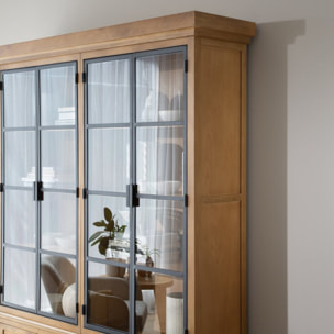 Vitrine Parma -bois massif de manguier et métal-couleur provence naturelle 158 x 210 x 40 cm