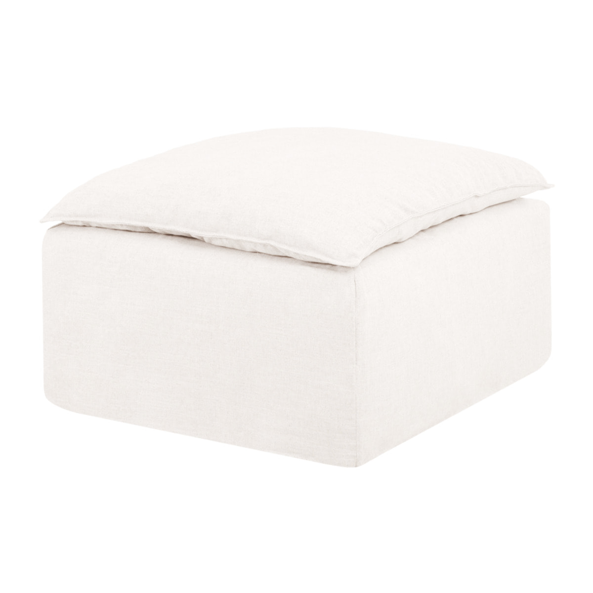 Puf de algodón y lino desenfundable tono blanco de 89x87cm Alto: 54 Largo: 89 Ancho: 87