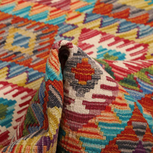 Tapis kilim à motif géométrique, tissé plat en laine, SILUPUV