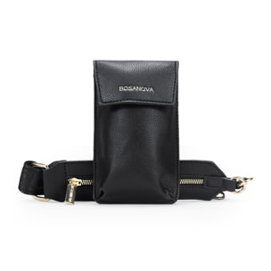 Riñonera plana negra con argollas