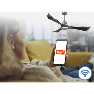 Ventilador de techo Modo Invierno/Verano Termostato Dimable Wifi Motor DC Techos Inclinados Mando a Distancia Luz tres tonos Adaptador 2/3 Aspas Hypersilence UtilaD132C04LED64530 PURLINE