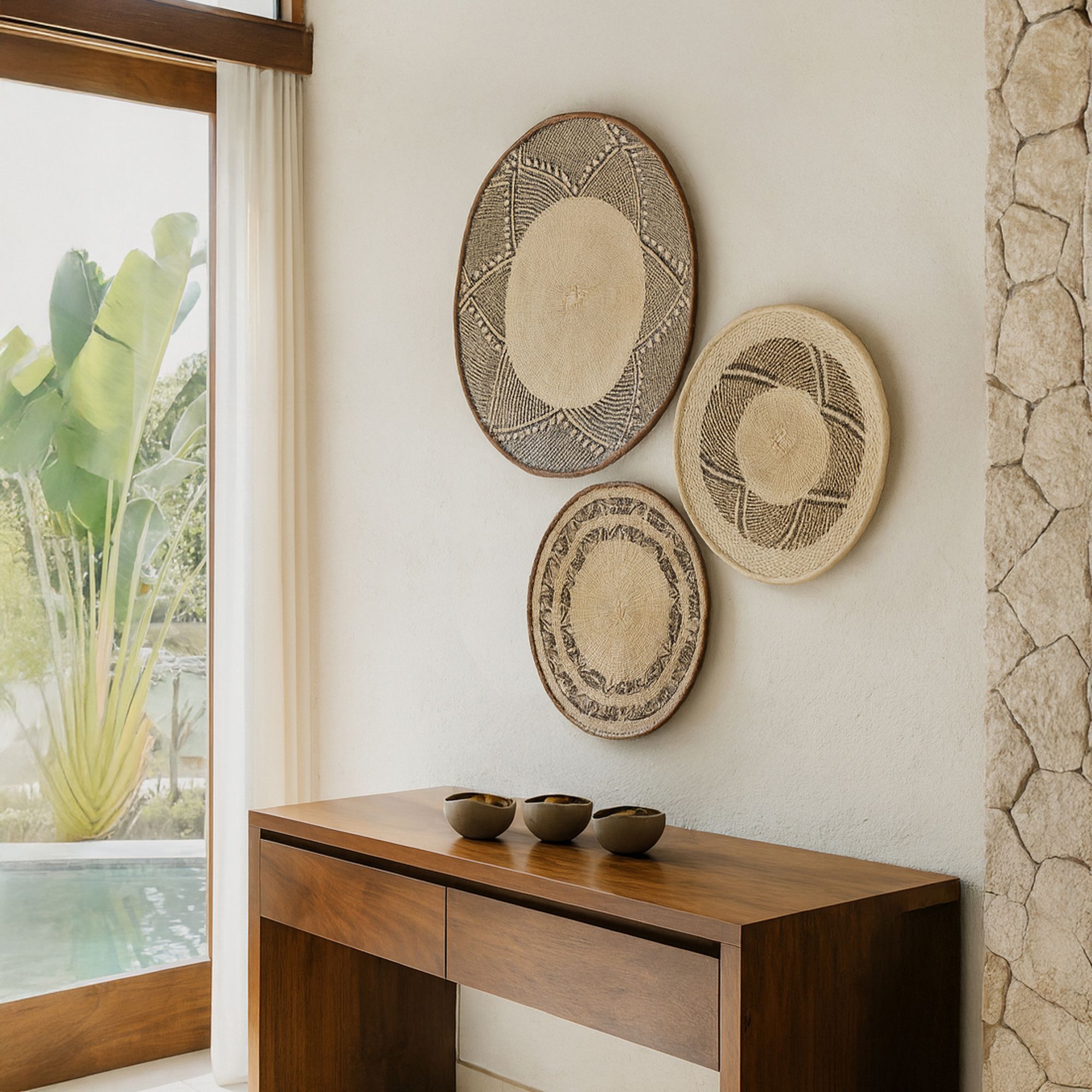 Panier mural tressé à la main au Zimbabwé 39-44cm LIMPO