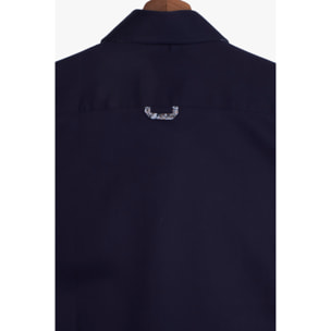 Camicia Uomo 2 Bottoni Button Down Slim Satin Unito Blu