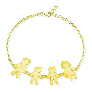 Bracciale Love Makes a Family Papà-Bimbo-Bimbo-Mamma a Catena Argento Gold