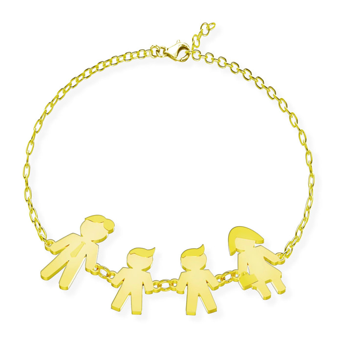 Bracciale Love Makes a Family Papà-Bimbo-Bimbo-Mamma a Catena Argento Gold