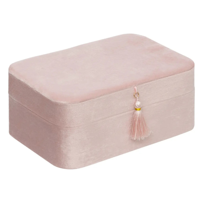 Boîte à bijoux en velours rose