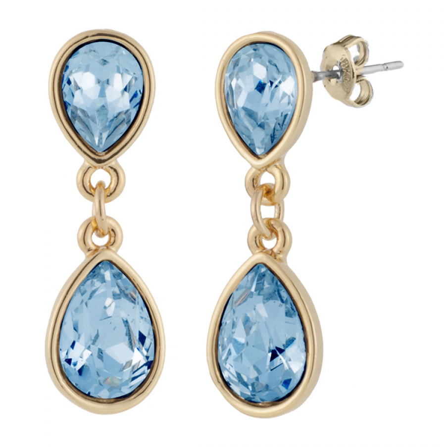 Pendientes HANNA aquamarine brass bañado en oro amarillo 18K y cristales de Swarovski