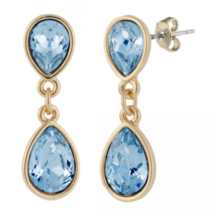 Pendientes HANNA aquamarine brass bañado en oro amarillo 18K y cristales de Swarovski