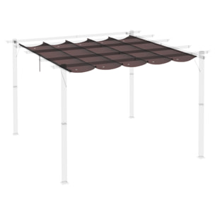 Cubierta para Pérgola Retráctil 2,5x2,55m Toldo con 10 Orificios de Drenaje Café