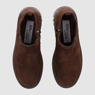 Botines de Serraje - Marron - Tacón: Bajo