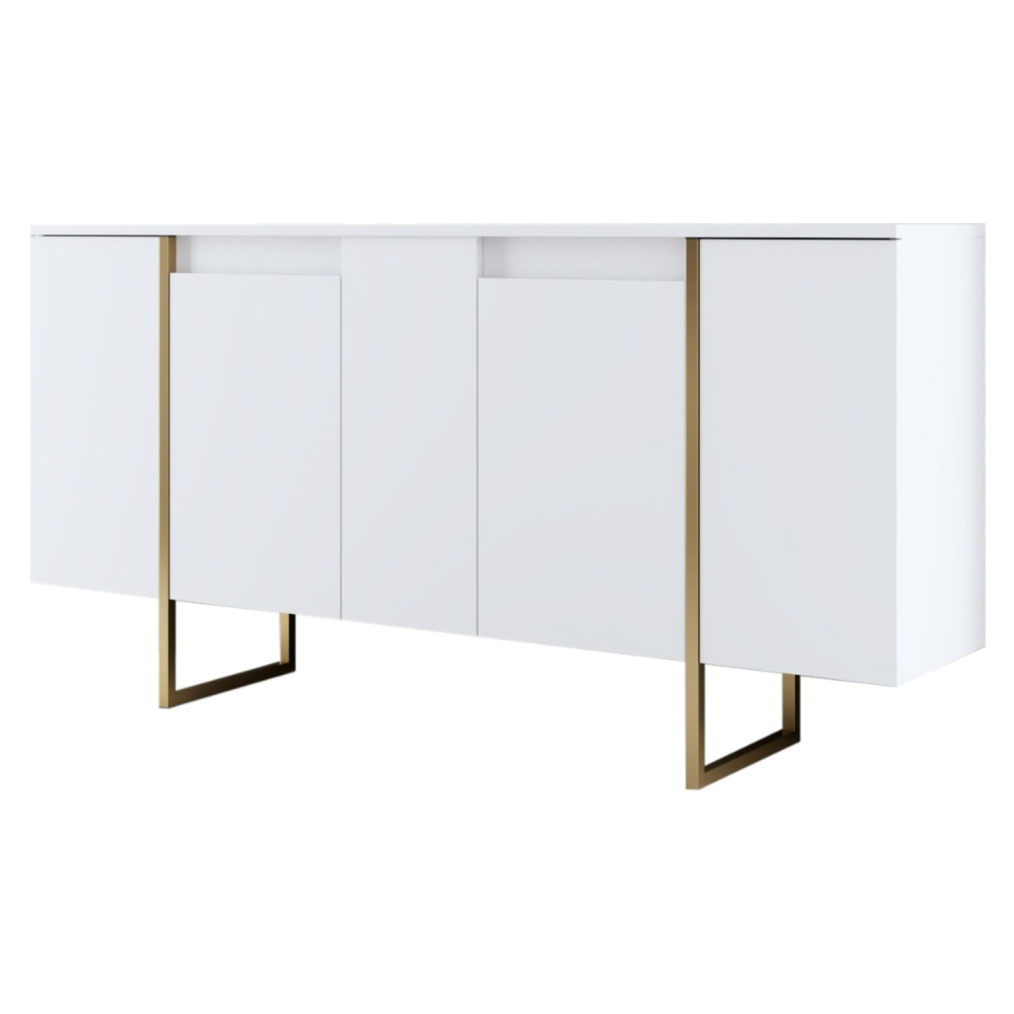 Buffet design blanc et or 160 cm4 portes MINAS