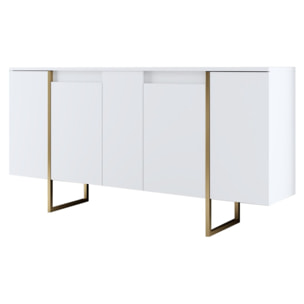 Buffet design blanc et or 160 cm4 portes MINAS