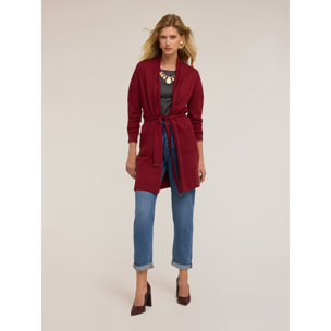 Motivi - Cardigan lungo con cintura - Bordeaux