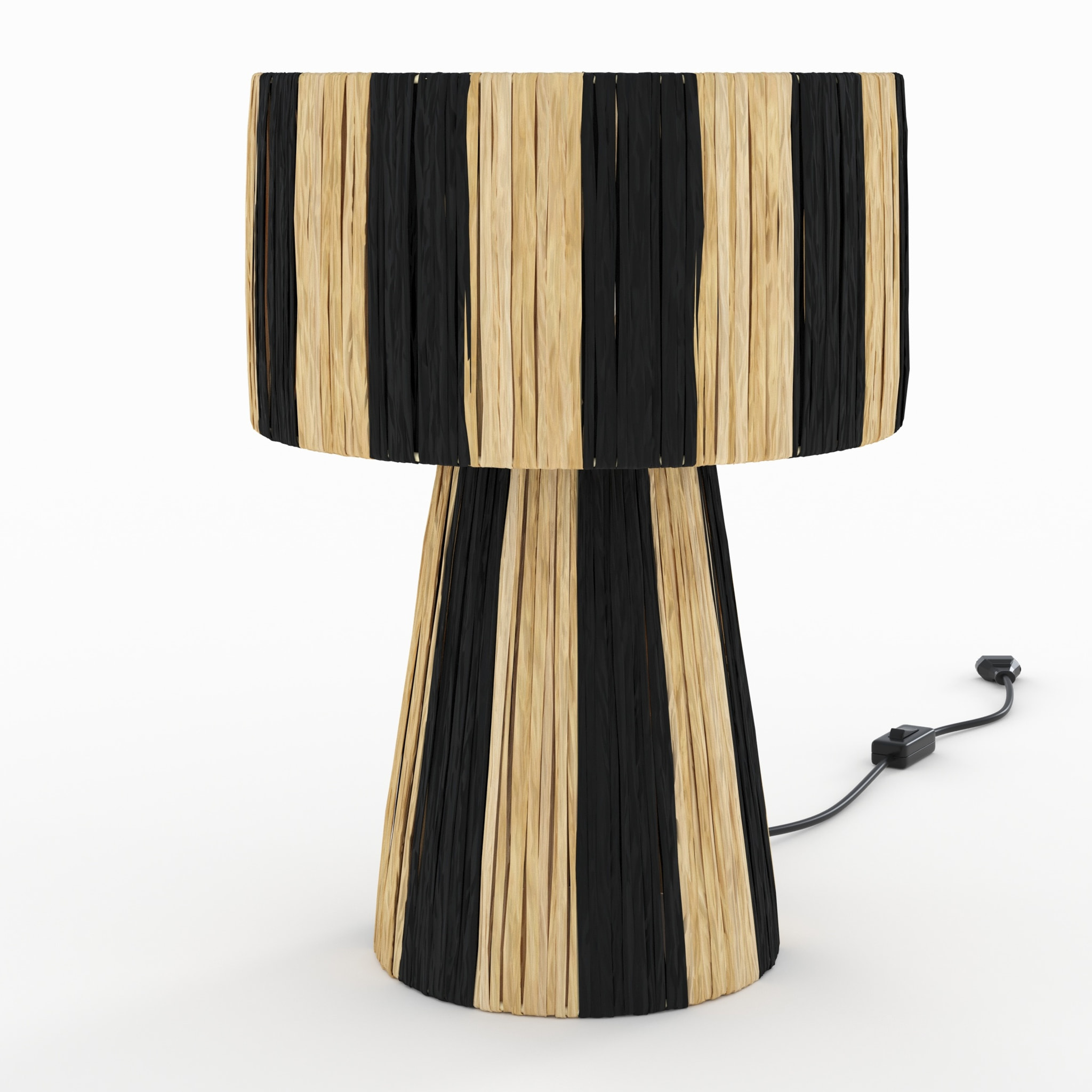 Lampe rayée noire en feuille de palmier - Soléa