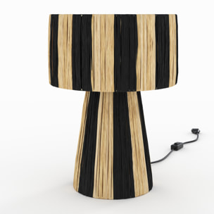 Lampe rayée noire en feuille de palmier - Soléa