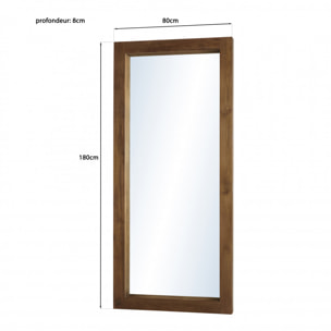 ALIDA - Miroir rectangulaire marron 180x80cm bois teck