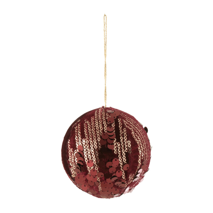 J-Line suspension Boule Sequin - textile - bordeaux - small - 3 pcs