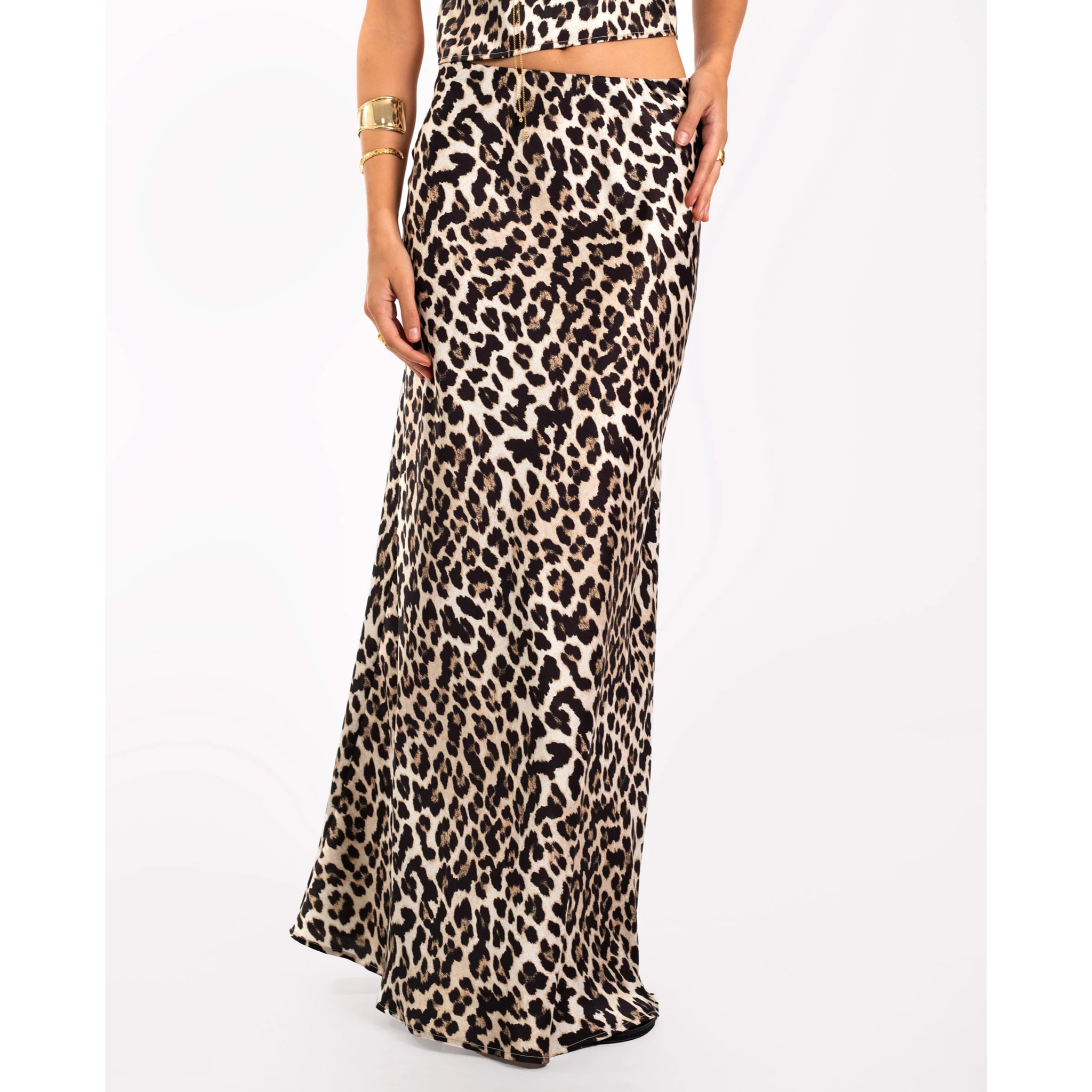 Falda midi estampado leopardo