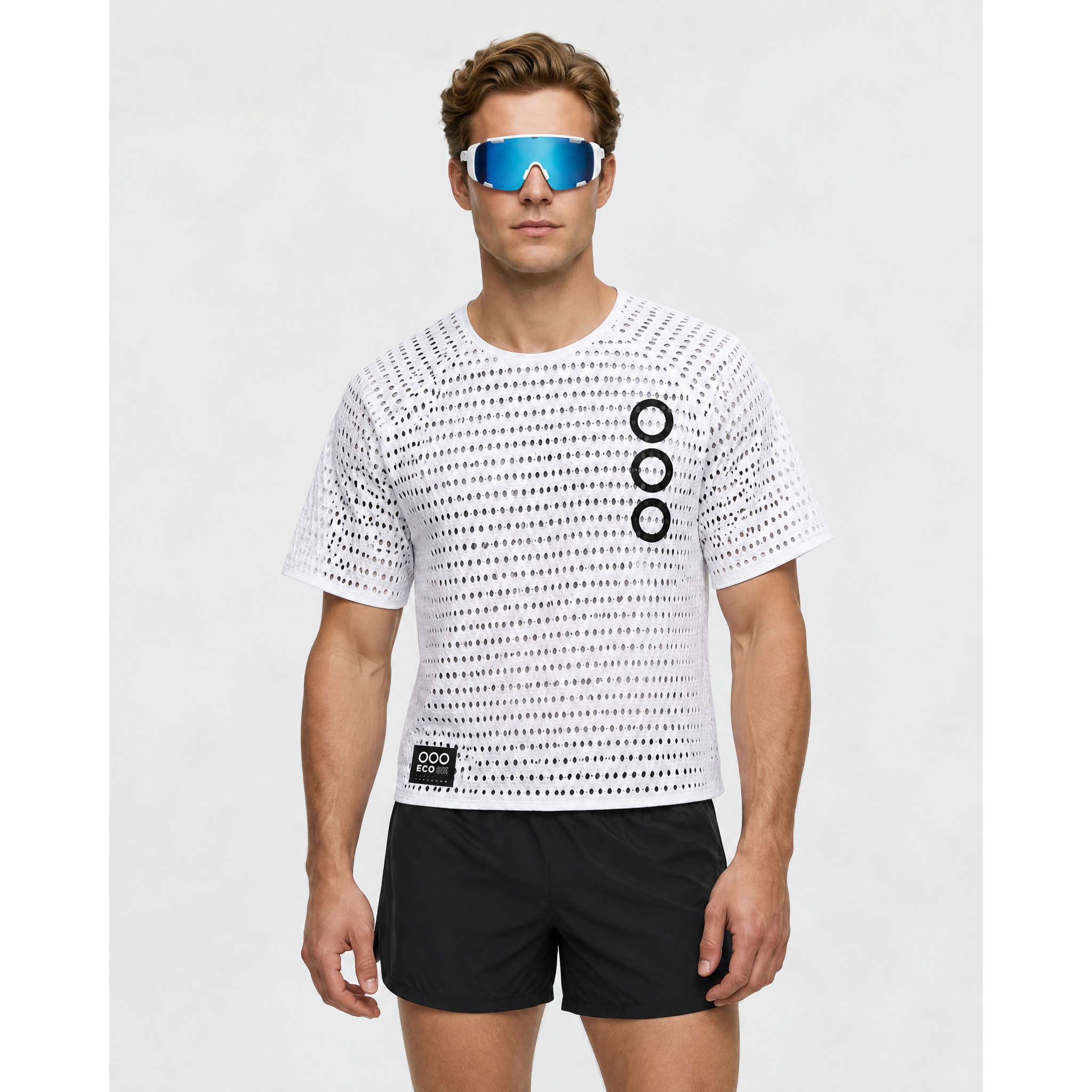Camiseta técnica de rejilla para hombre ECOON ECOIce - Blanco