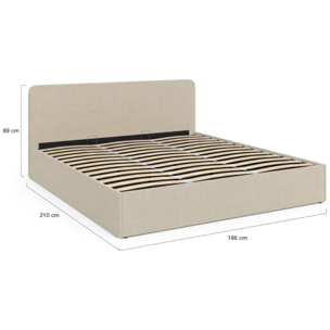 Lit coffre Louise 180x200cm tissu beige