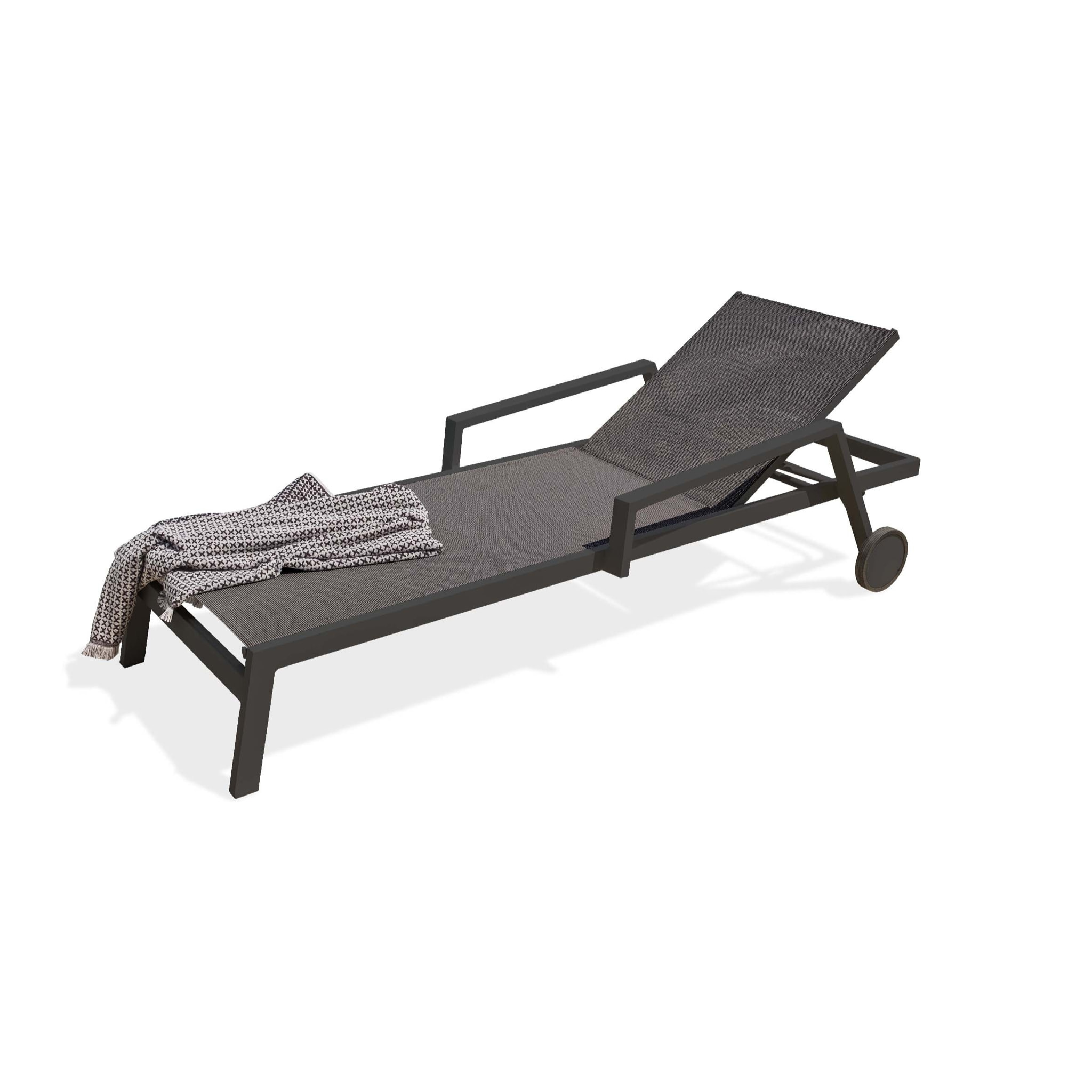IBIZA - Bain de soleil en aluminium et toile plastifiée anthracite