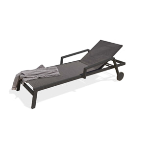 IBIZA - Bain de soleil en aluminium et toile plastifiée anthracite
