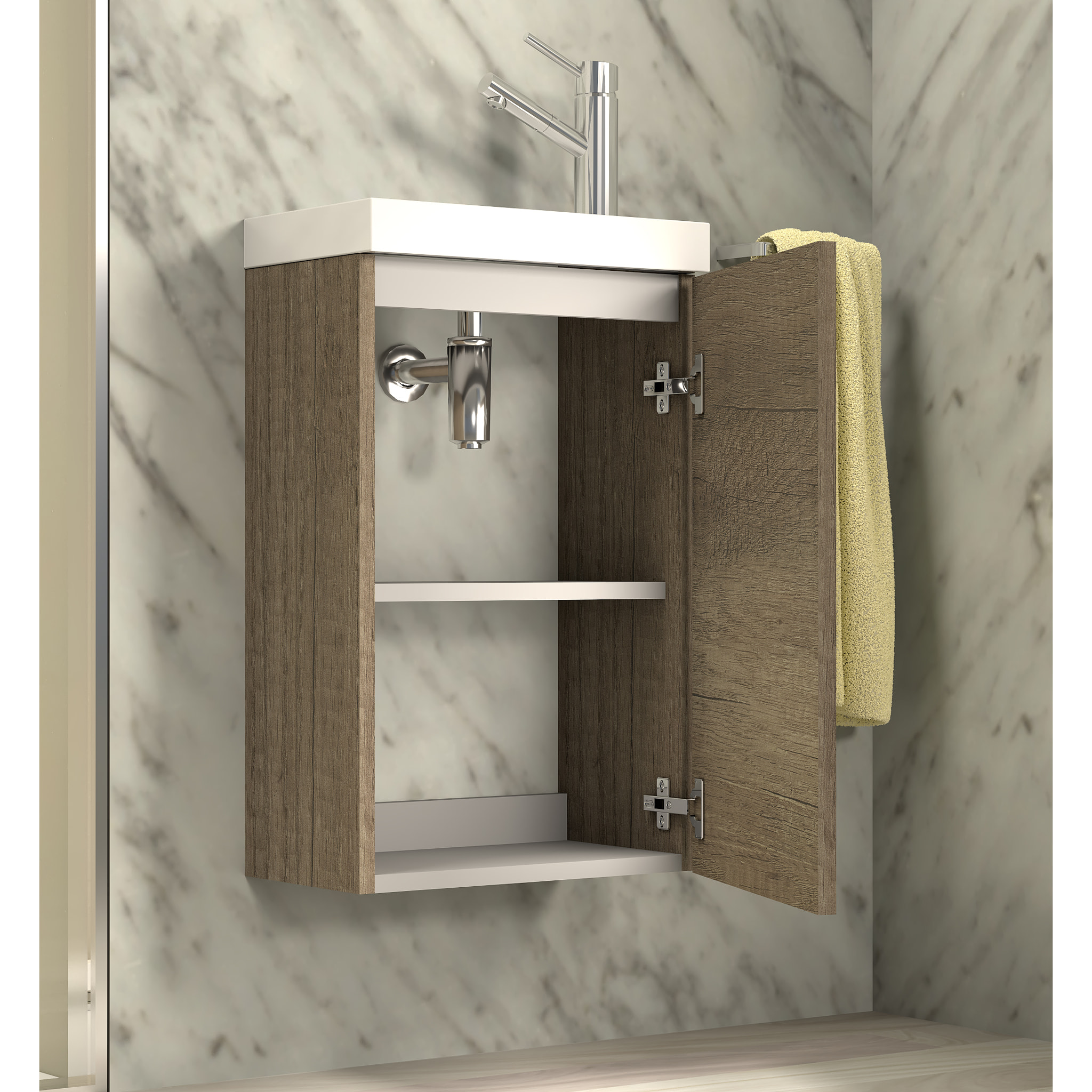 Ensemble de salle de bain LAVEMAINS 40 Alday, 40cm, Bois Nebraska