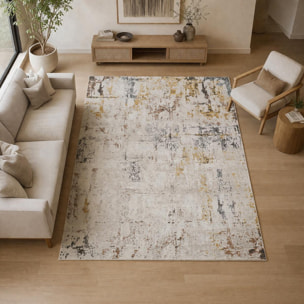 Tapis salon, motif abstrait en relief, moderne et résistant