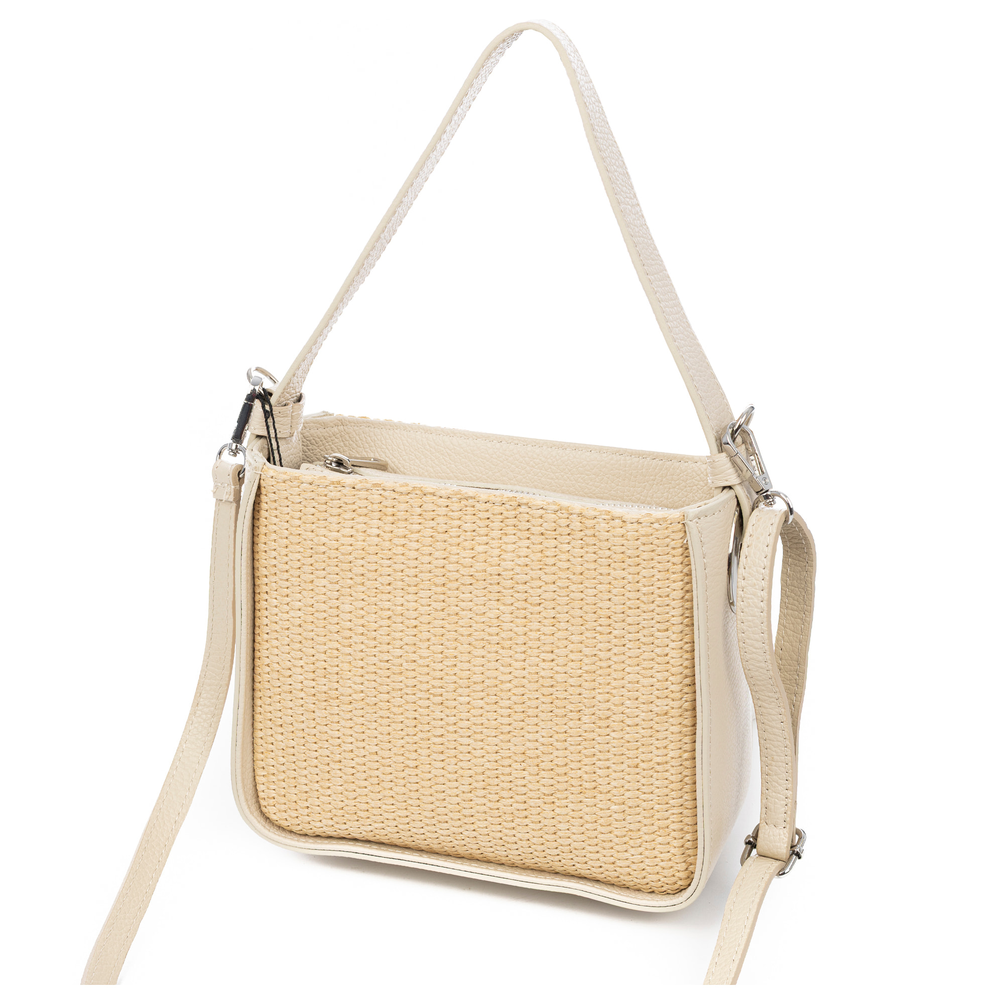 Bassano Bolso de hombro Mujer. Fabricado en paja y piel auténtica Dollaro.
