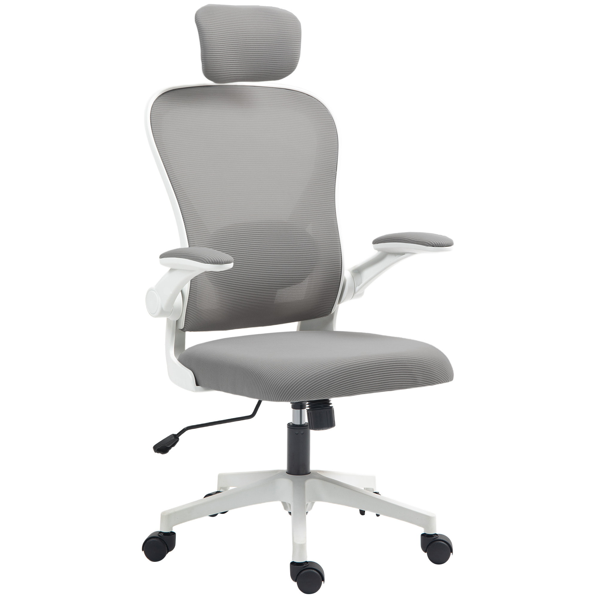 Silla de Oficina Giratoria Silla de Escritorio de Malla Transpirable con Altura Ajustable Reposacabezas y Soporte Lumbar Ajustables Silla de Despacho Basculante Carga 120 kg Gris