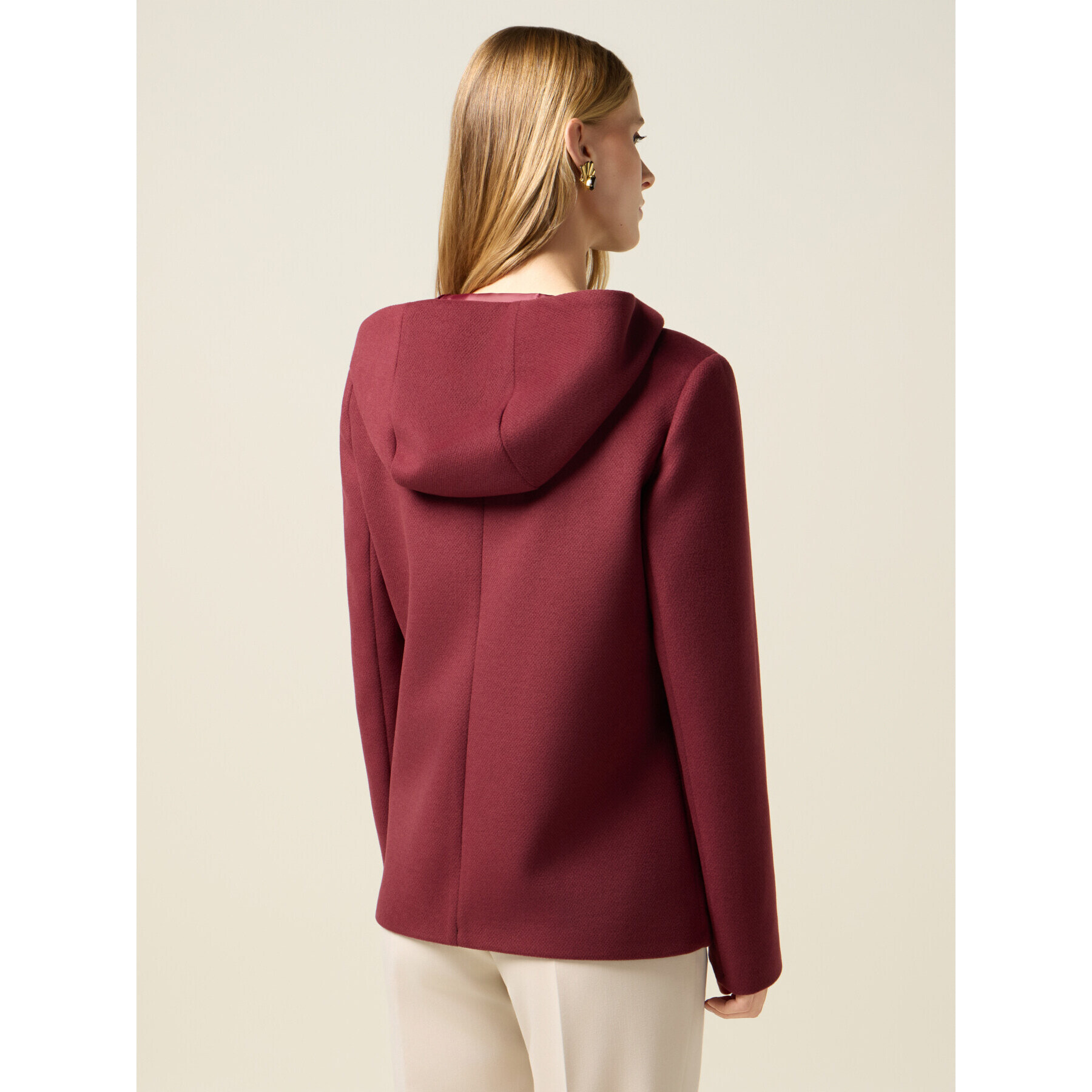 Oltre - Cappotto corto con cappuccio e zip - Bordeaux