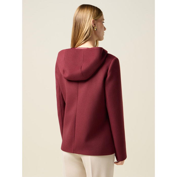 Oltre - Cappotto corto con cappuccio e zip - Bordeaux