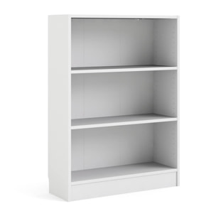 Libreria a tre vani, colore bianco, cm 79 x 107 x 27