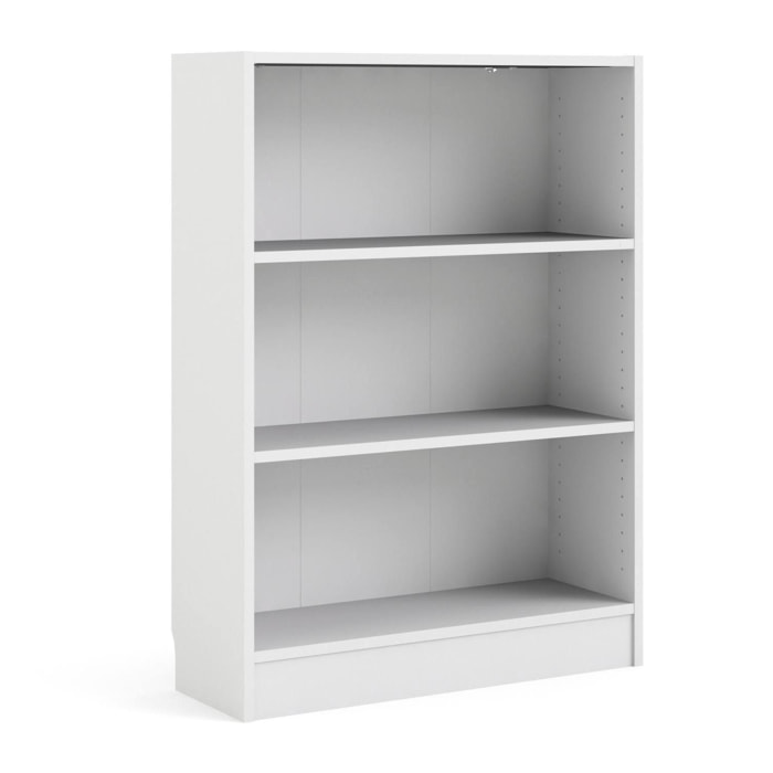 Libreria a tre vani, colore bianco, cm 79 x 107 x 27