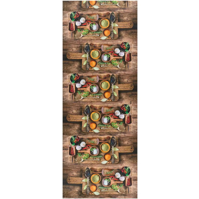 RICCI Alfombra lavable de cocina diseños con especias multicolor, varias medidas disponibles.