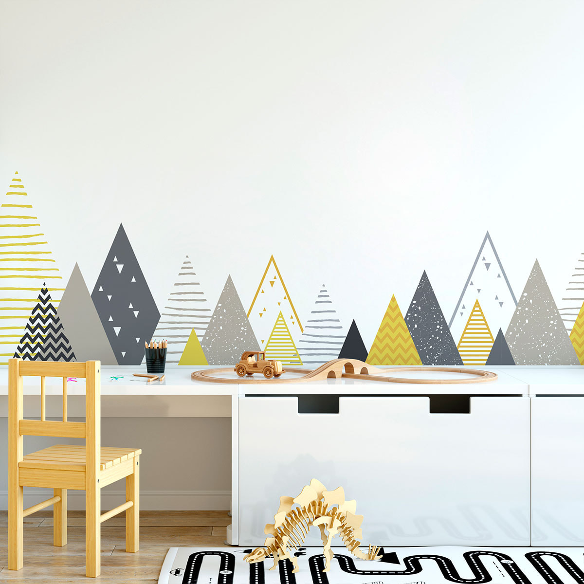 Stickers muraux enfants - Décoration chambre bébé - Autocollant Sticker mural géant enfant montagnes scandinaves AVANKA