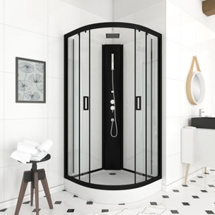 Cabine de douche LIFT UP BLACK 1/4 de cercle 85x85x235cm